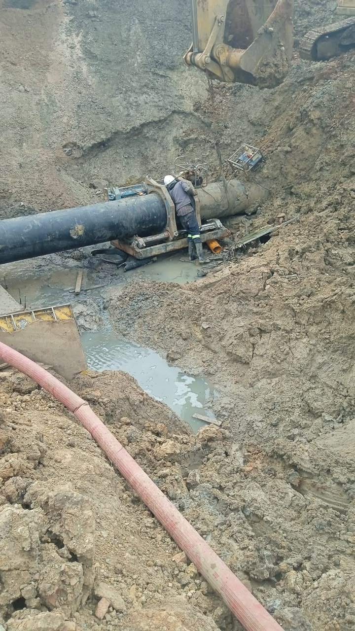 Civil engineering works alongside HDPE pipeline installation